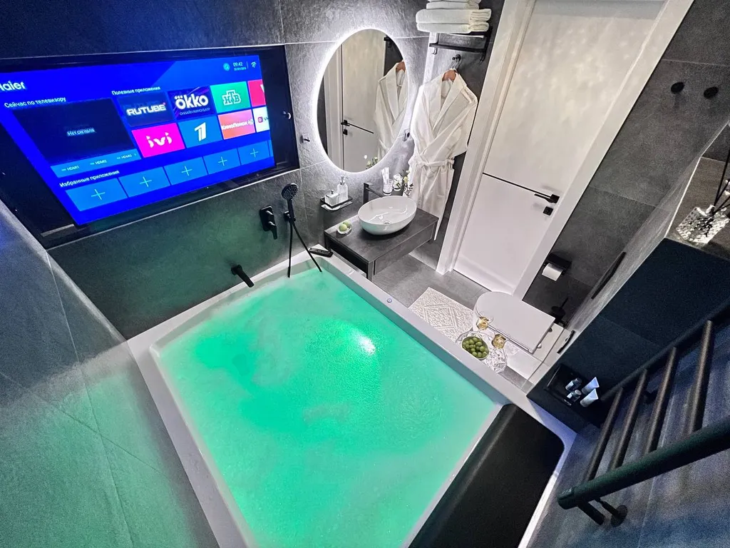 Уникальная cтудия с мини-бассейном на двоиx