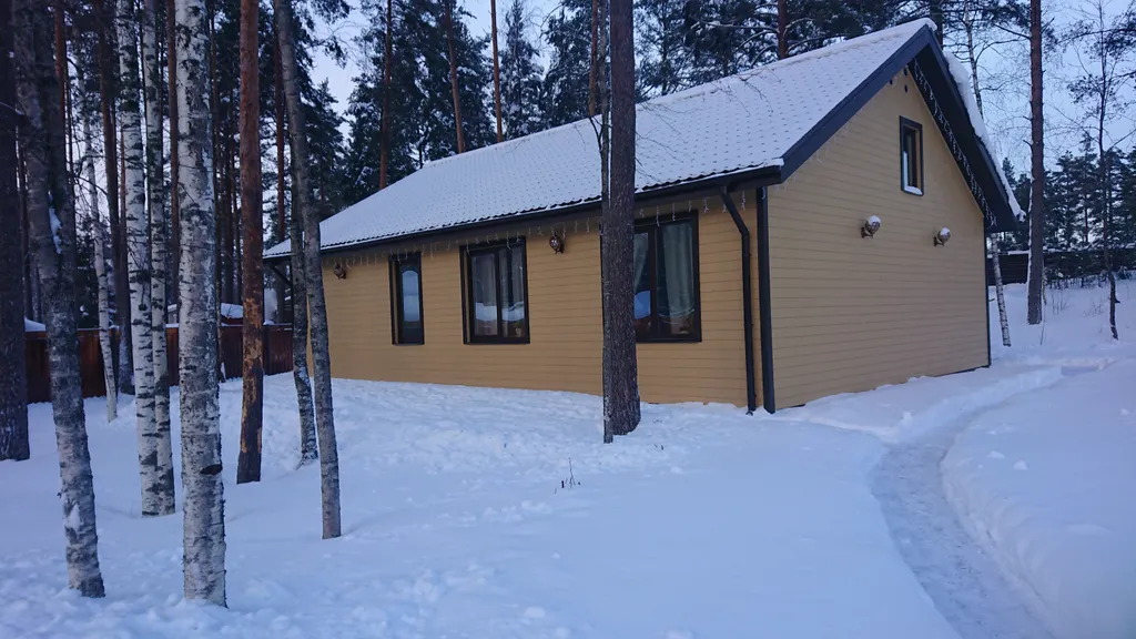 Дом с камином и панорамными окнами в сад