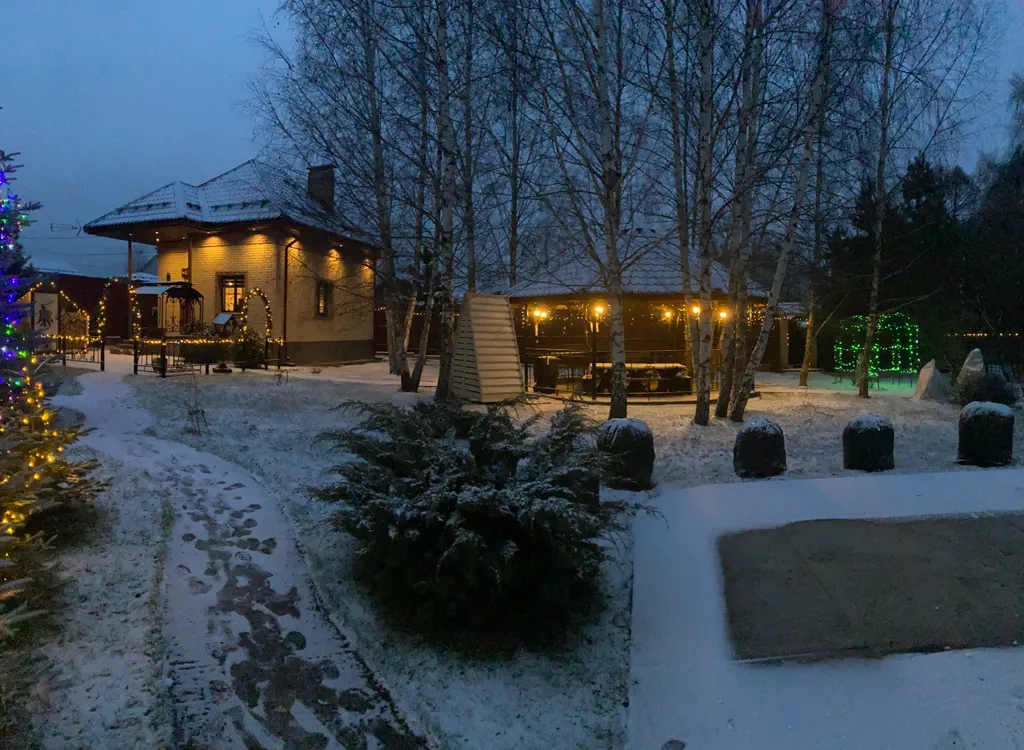 Современный новый дом с баней и банным чаном и бассейном