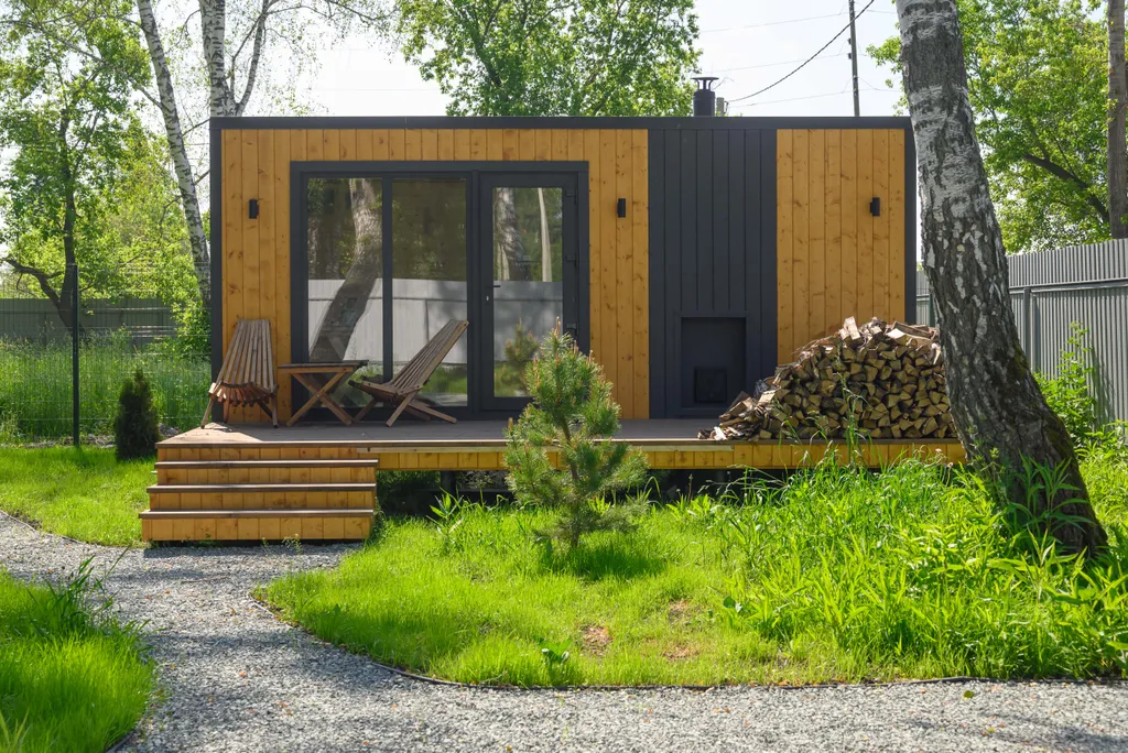 Дом с камином и баней у озера