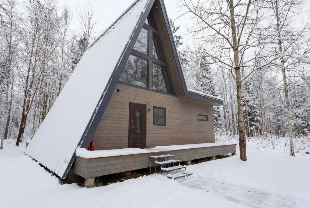 Домик A-Frame с купелью и баней 100 м2
