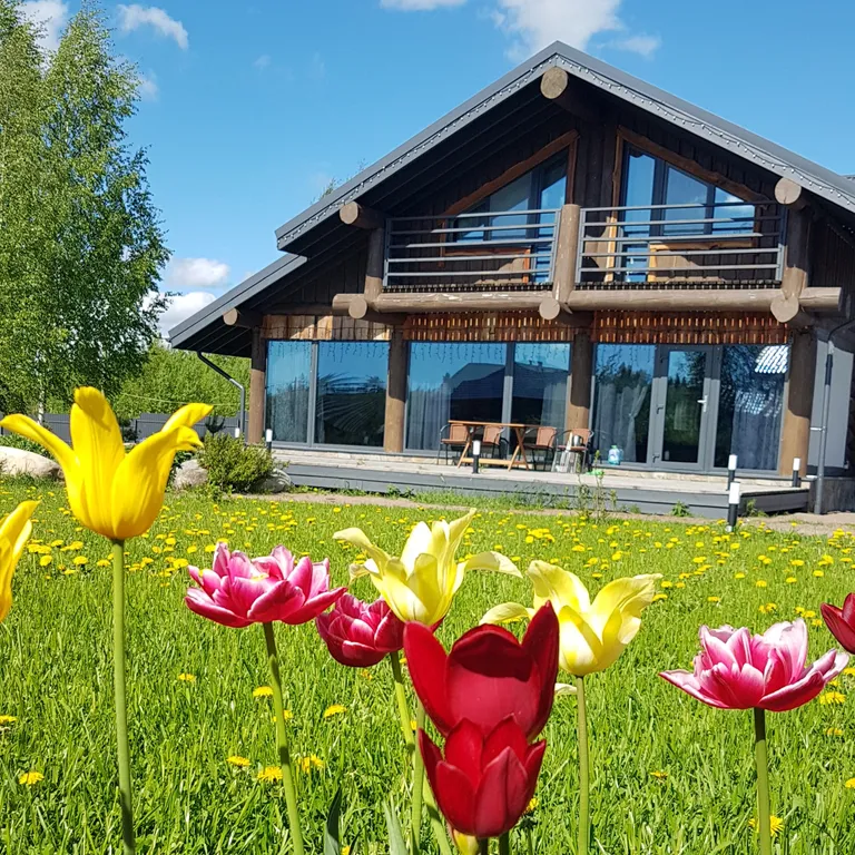 Большой дом с камином и террасой