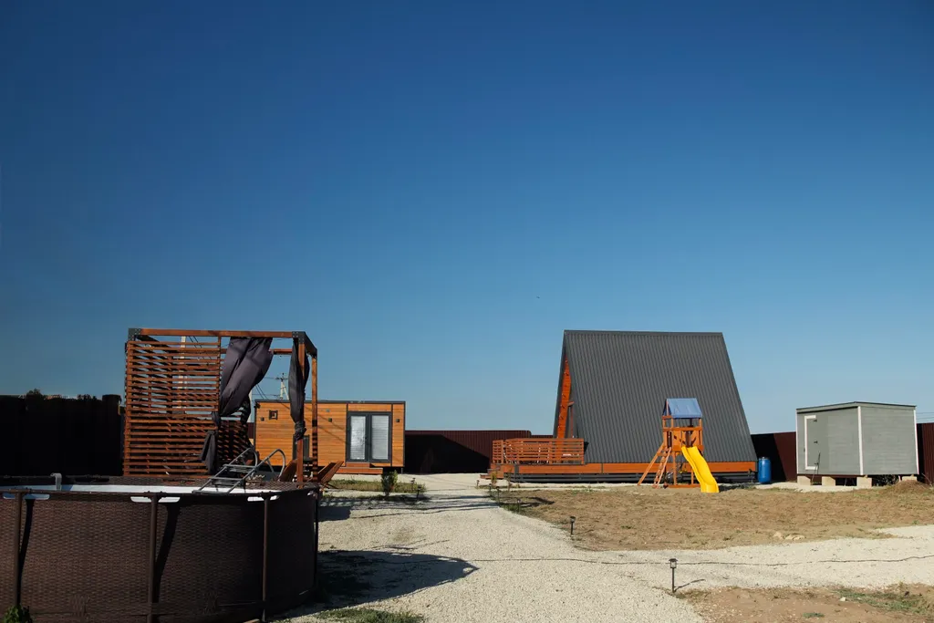 Коттедж Дом А-фрейм на берегу моря, бассейн, баня — Кучугуры