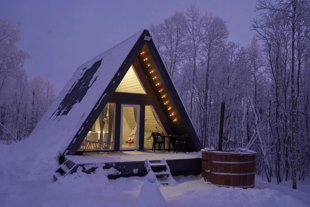 Домик А-фрейм с купелью