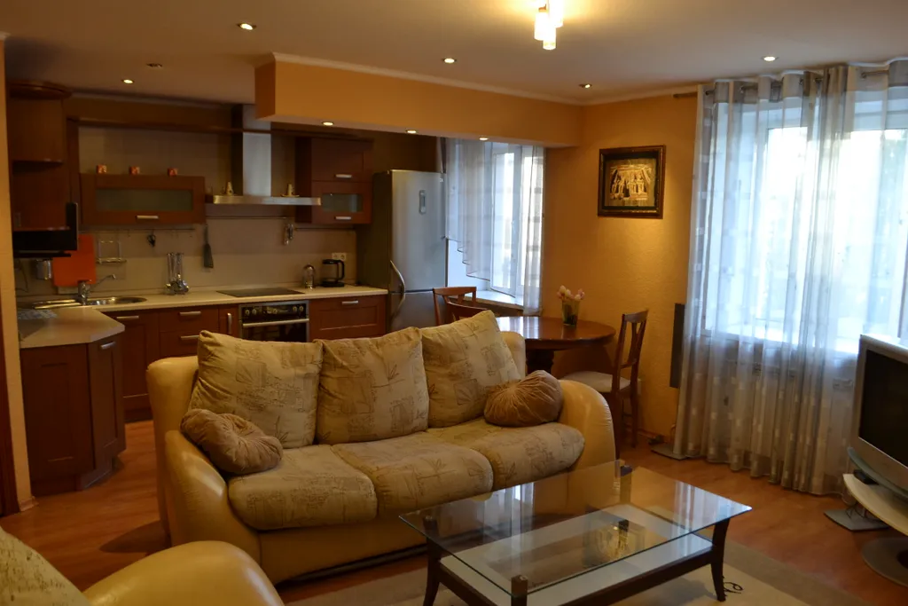 Студийного плана двухкомнатная квартира в доме над рестораном Тундра