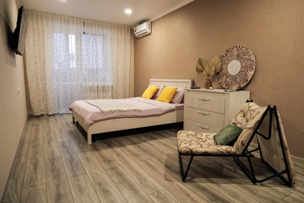 Уют, 1-комнатная квартира с балконом для 3-х гостей