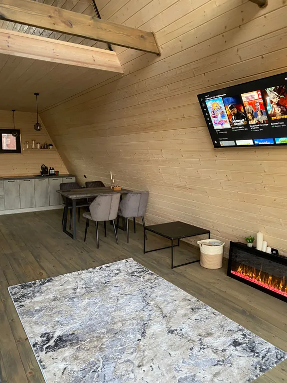 Стильный домик Aframe с баней и бассейном