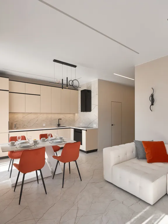 Современная, новая квартира с видом на горы