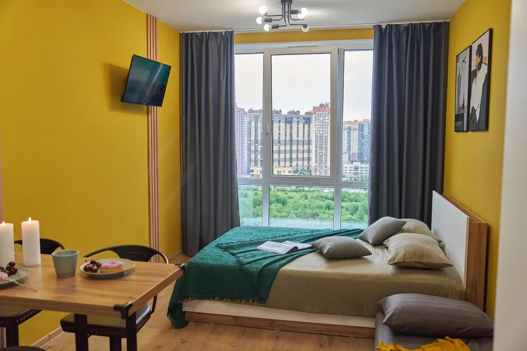 Уютная студия с панорамным окном у метро Парнас