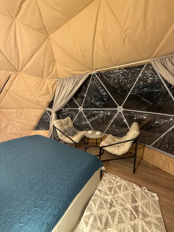 Купольный домик в окружении леса