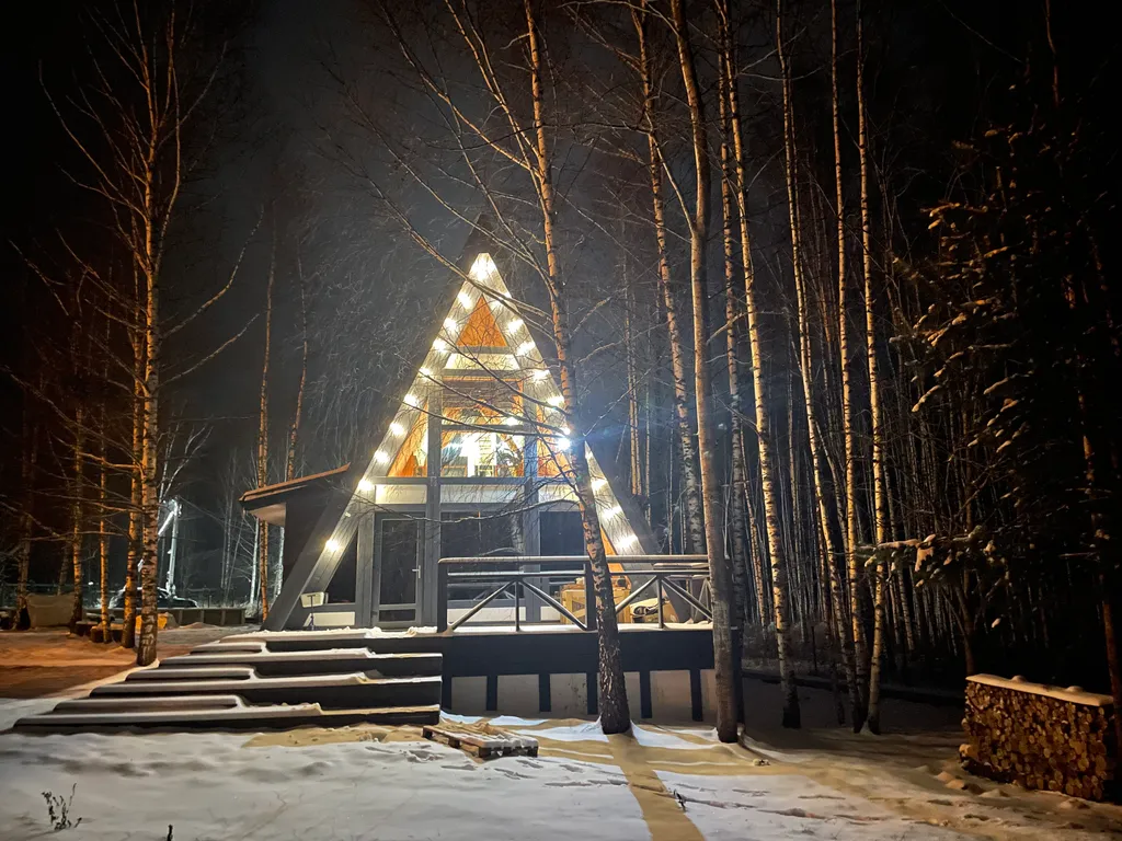 Большое солнечное шале Афрейм с баней и купелью в березовом лесу
