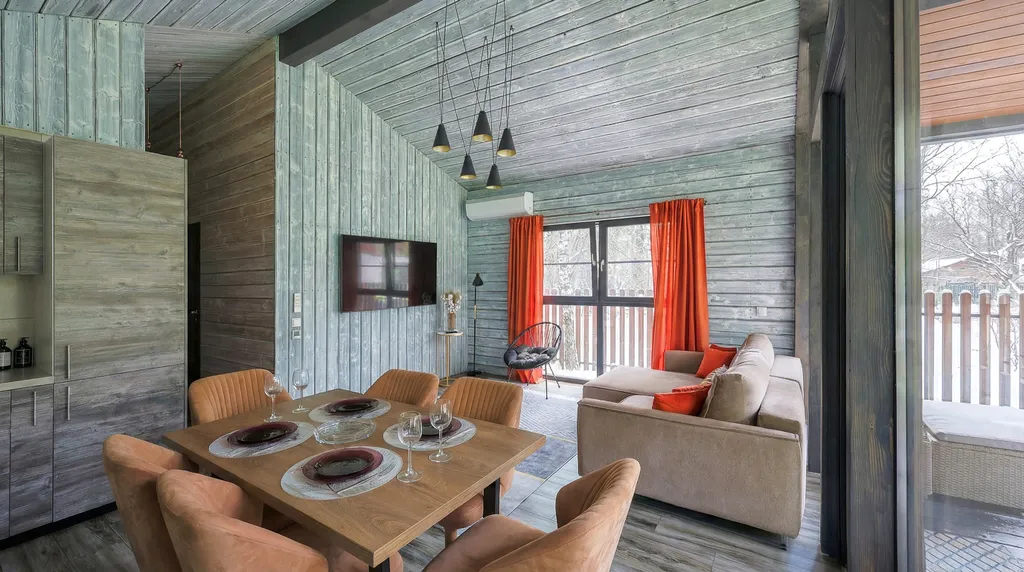 BarnHouse с камином, кондиционером и террасой