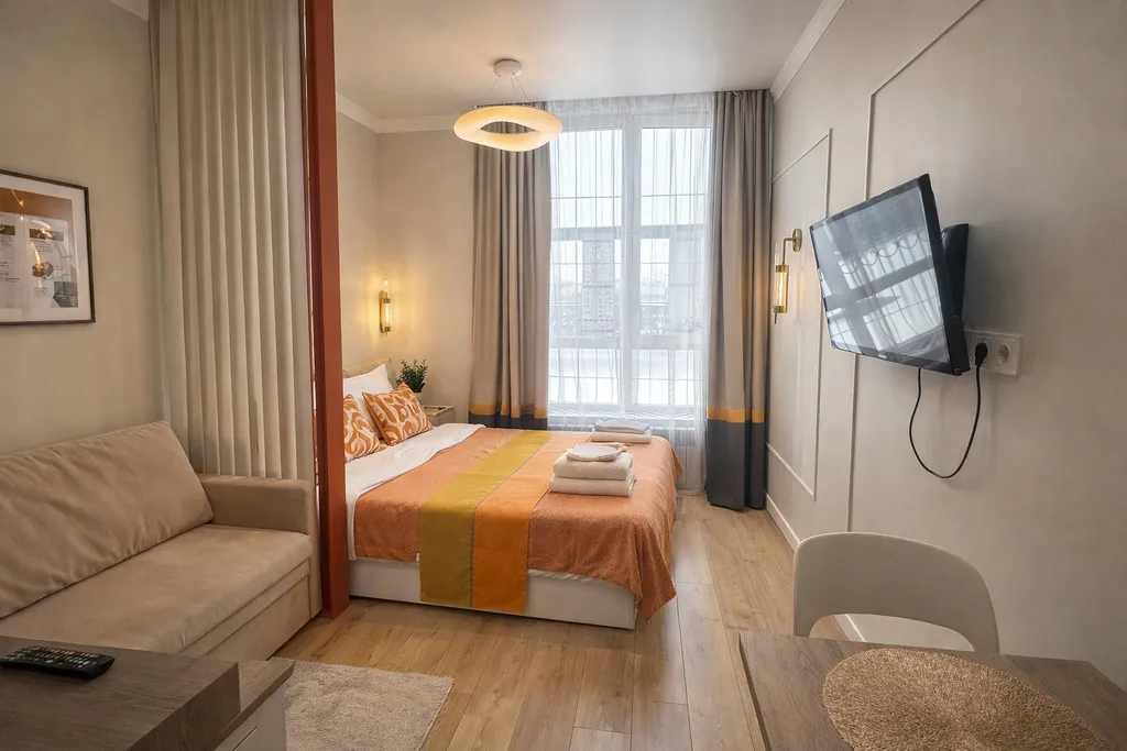 Уютная студия у станции метро в центре города