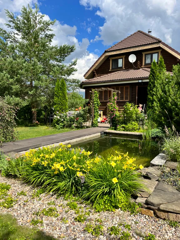 Коттедж Атмосферный дом из бревна с камином и сауной у водохранилища — Маслово