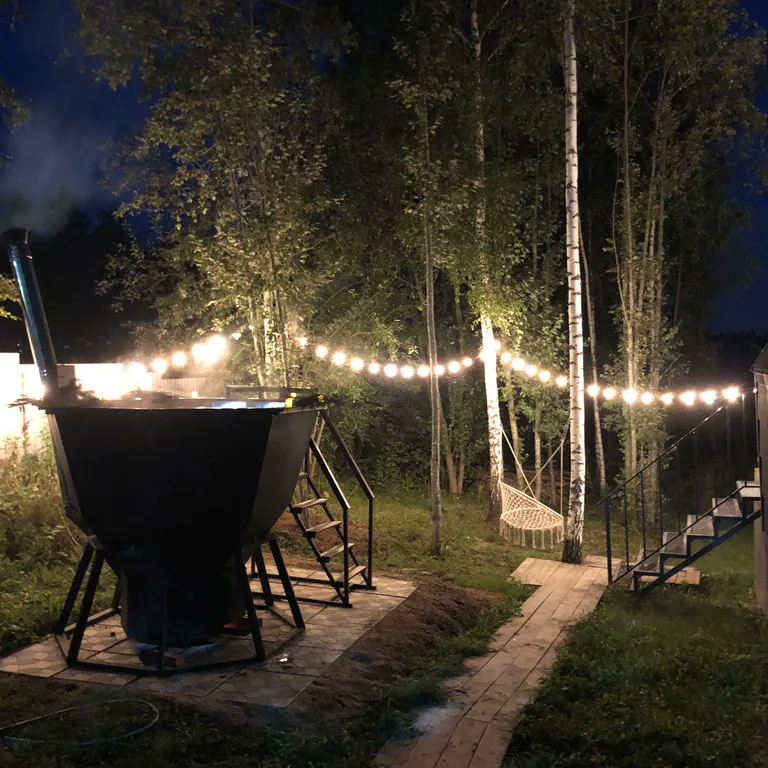 Дом A-frame с баней и чаном