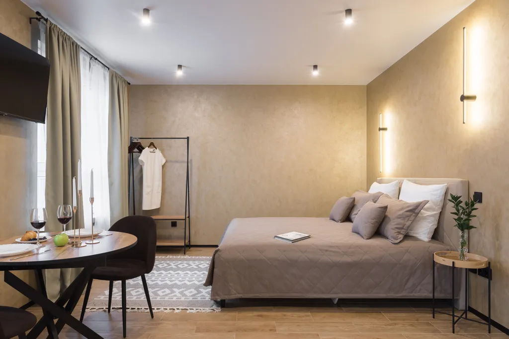 Стильная Amber Studio с видом на озеро