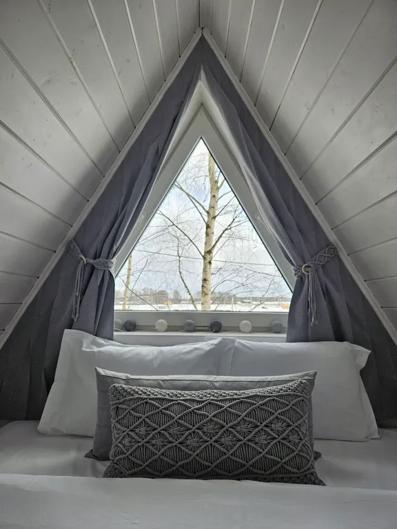 Красивые панорамные домики около леса