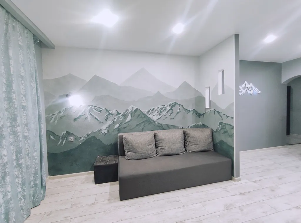 Квартира Светлая евро-двушка с горным пейзажем от художника — аренда посуточно в Мурино