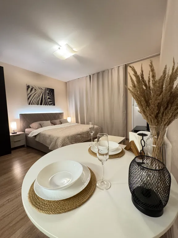 Уютная студия с большой кроватью в спальном районе