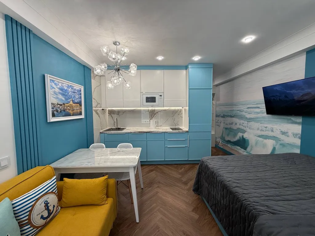 Морская симфония - уютная студия с видом на море и открытым бассейном