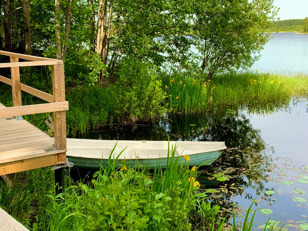 Чудесное место у озера с камином и русской баней