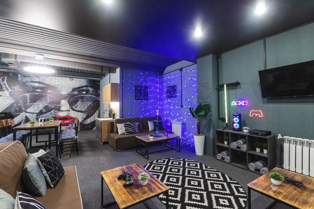 Квартира в стиле Лофт для вечеринки с караоке и x-box