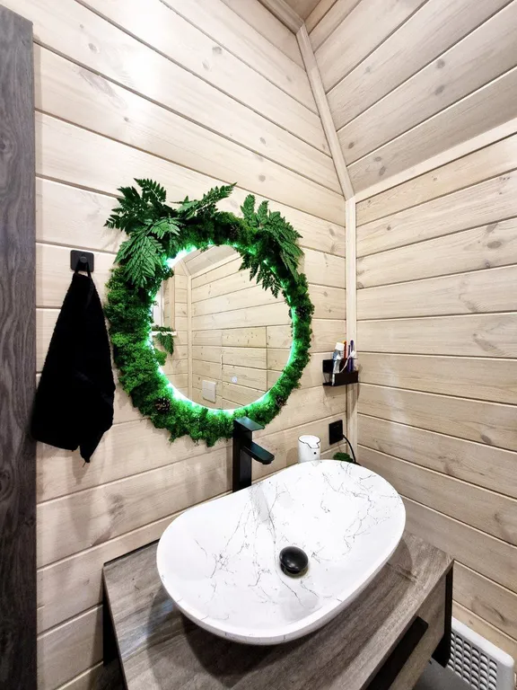 Уютный 3-к А-фрейм у реки с большой террасой и купелью