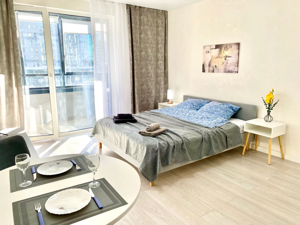 Квартира Квартира Студия с парковочным местом у аэропорта и ЭкспоФорума — Шушары