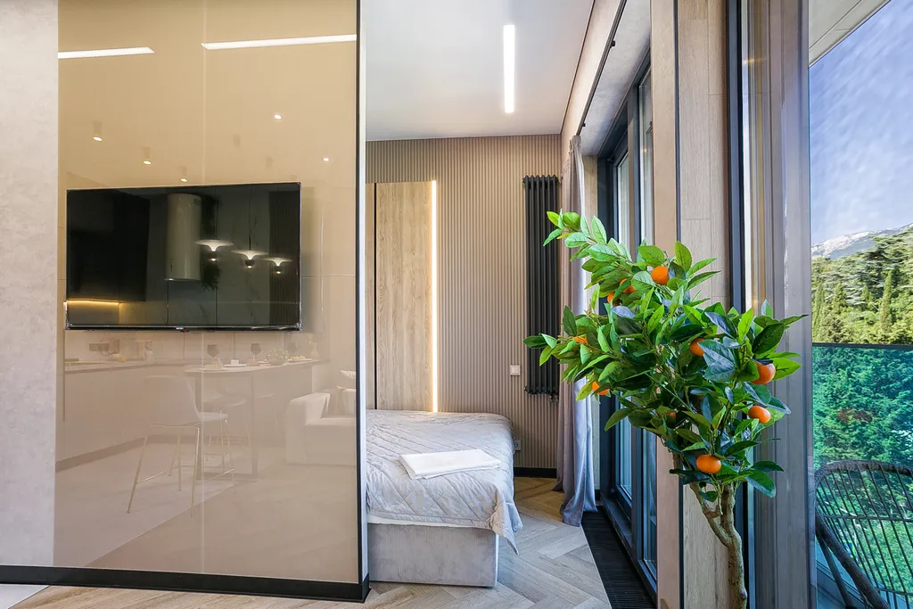 Студия с панорамой на горы