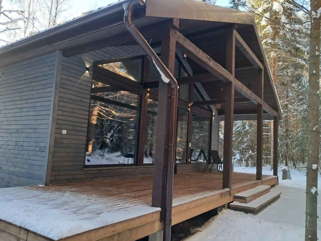 Уютный дом в еловом лесу