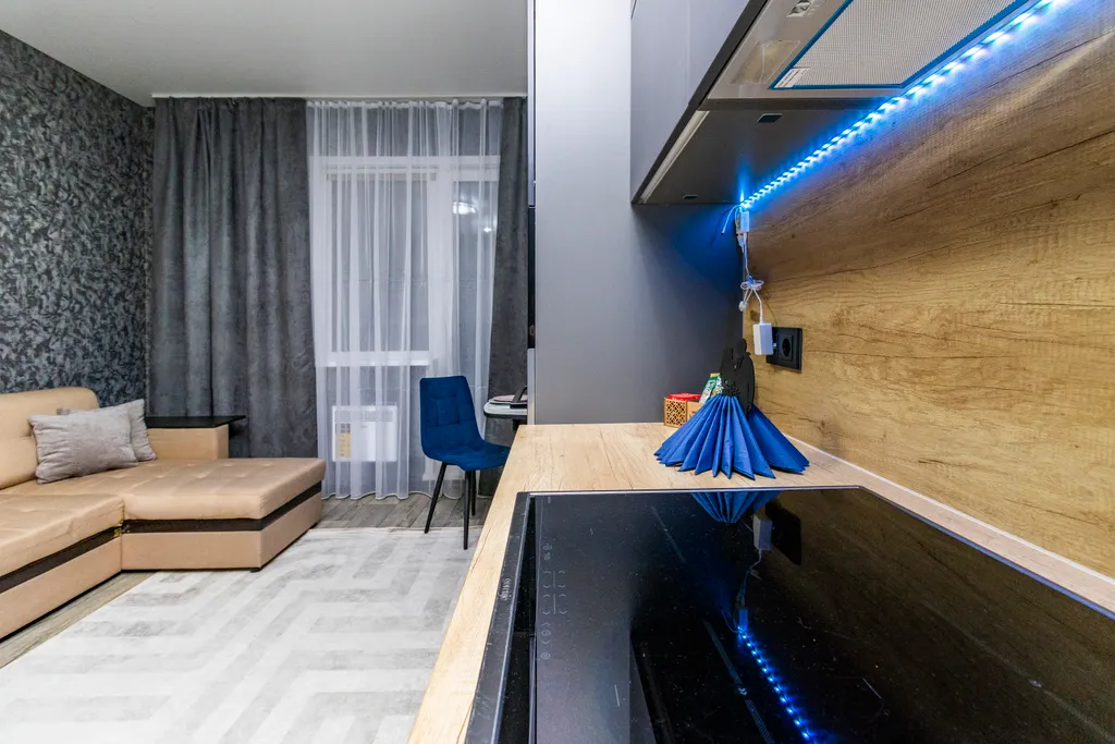 Просторная однокомнатная квартира с кухней гостиной