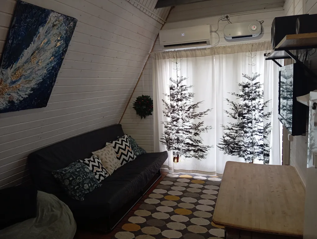 А-фрейм с парной, купелью и беседкой