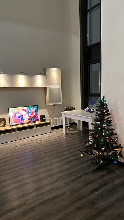 Двухуровневый лофт с 7-метровыми потолками и панорамными окнами