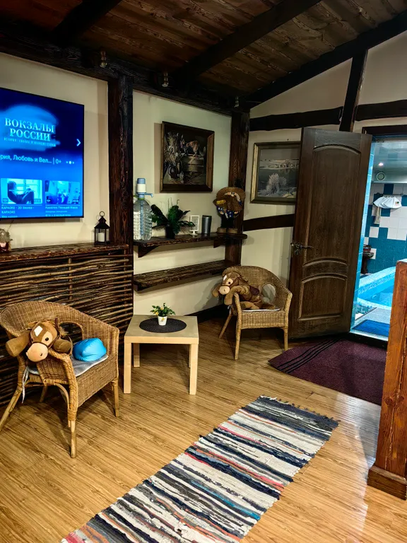 Атмосферный коттедж с дровяной баней и большим бассейном