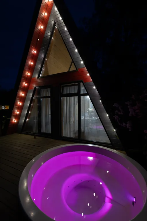 Современный дом у озера с купелью и своим катком. В феврале скидки