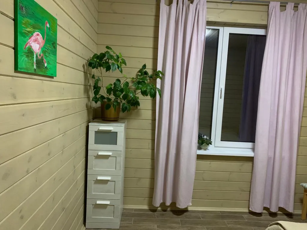 Дом с камином и панорамными окнами в сад