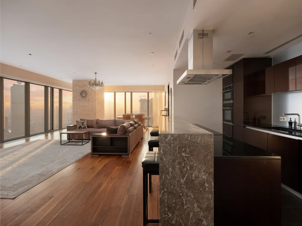 Квартира Oko Gudja 29 этаж 100 м2 панорамный вид на город шикарный закат — аренда посуточно в Москва