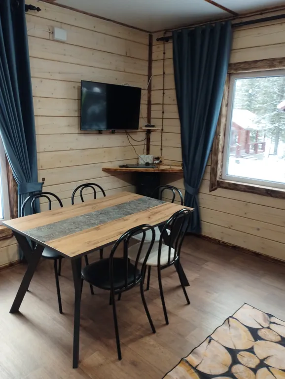 2х этажный коттедж, в зимнем лесу на берегу реки