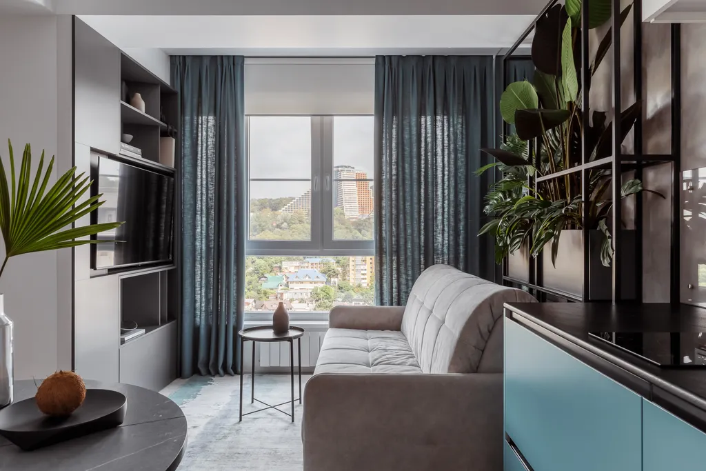 Просторная студия Бирюза комфорт+до 5 гостей