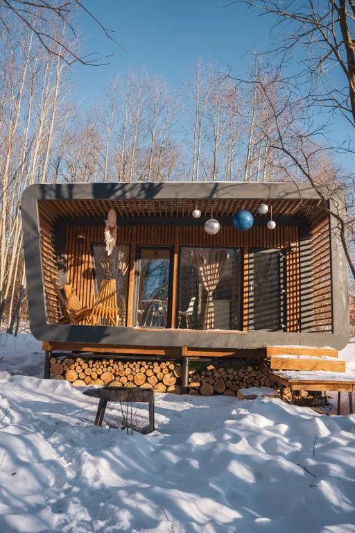 Коттедж Домик в лесу у реки с панорамным остеклением — Сиверский