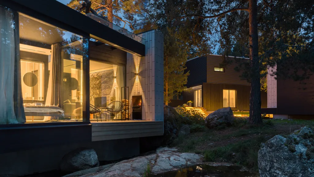 Загородный дом Helsinki с панорамными окнами на берегу реки Вуокса