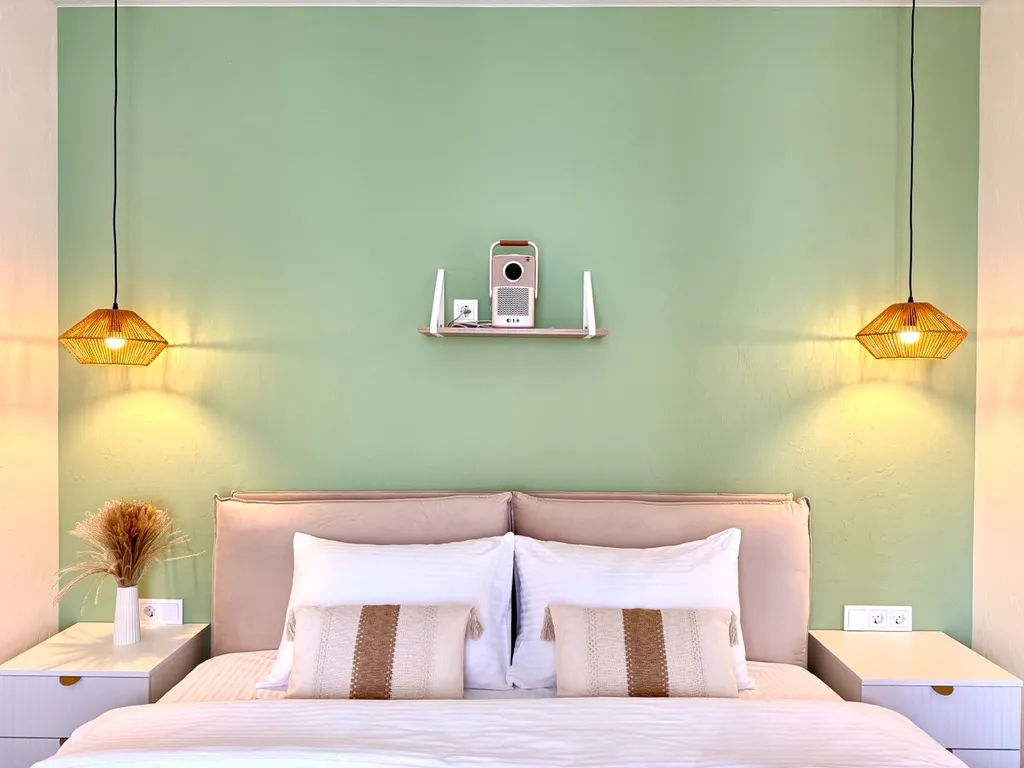 Студия бохо у набережной, с сауной, массажным креслом, проектором