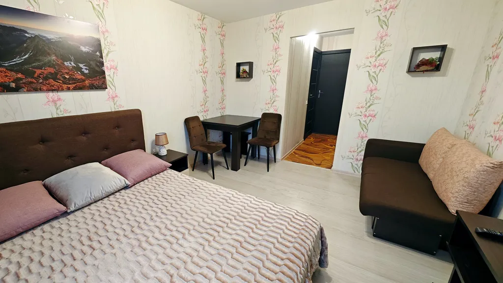 Каштановая студия улучшенная с кондиционером, кухней и ванной комнатой