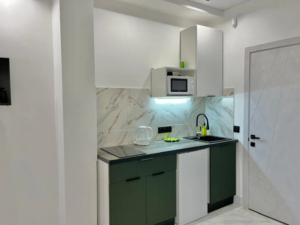 Студия с видом на горы и балконом