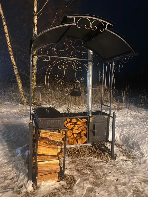 Дом A-frame с сибирским чаном на бревнах