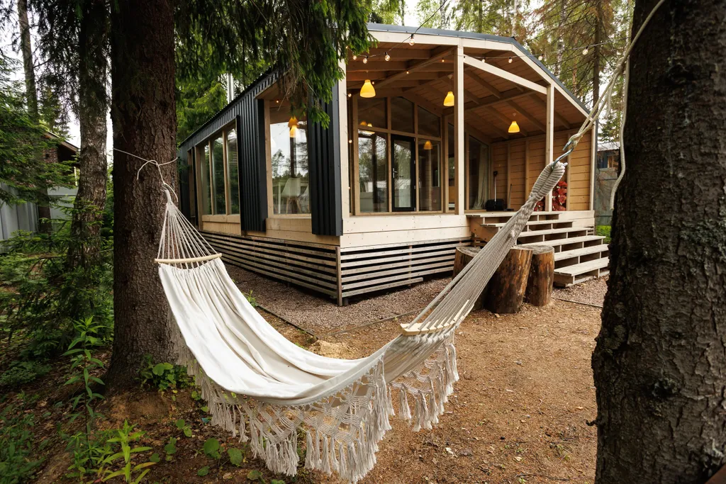 Красивый дом в ёлках