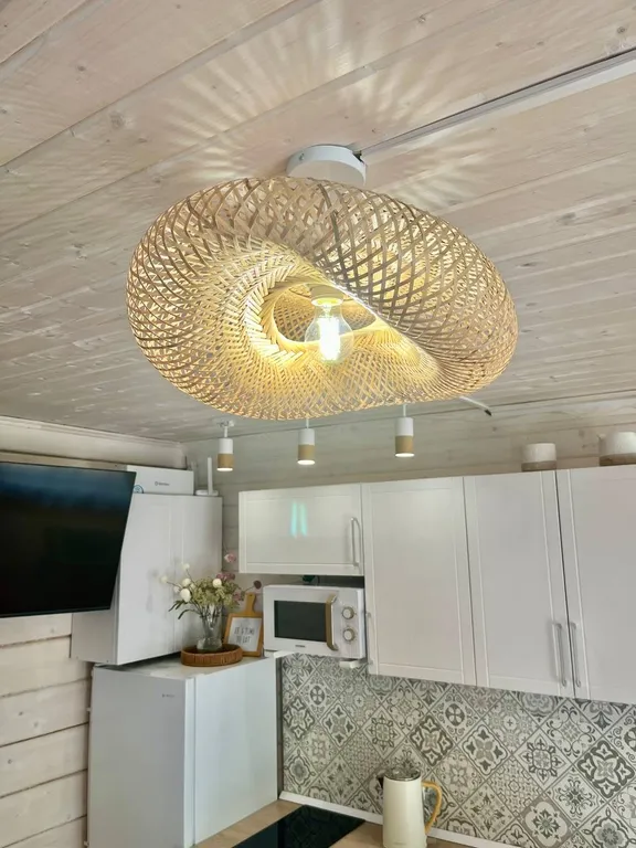 Просторный новый дом на берегу озера у родника