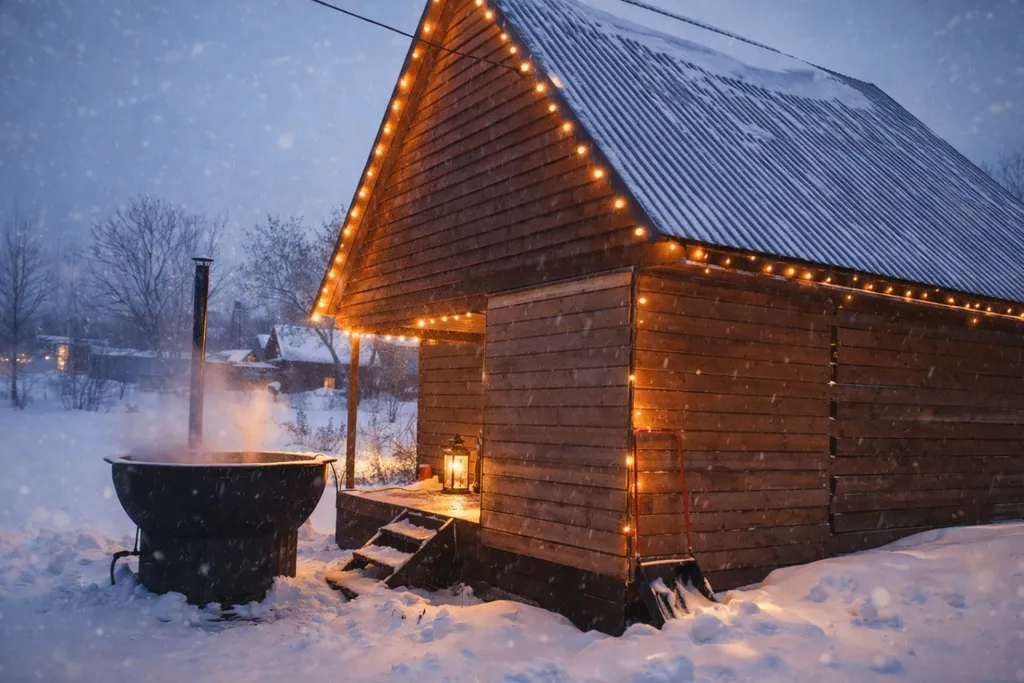 Барнхаус с чаном и баней у реки в Красном Ключе