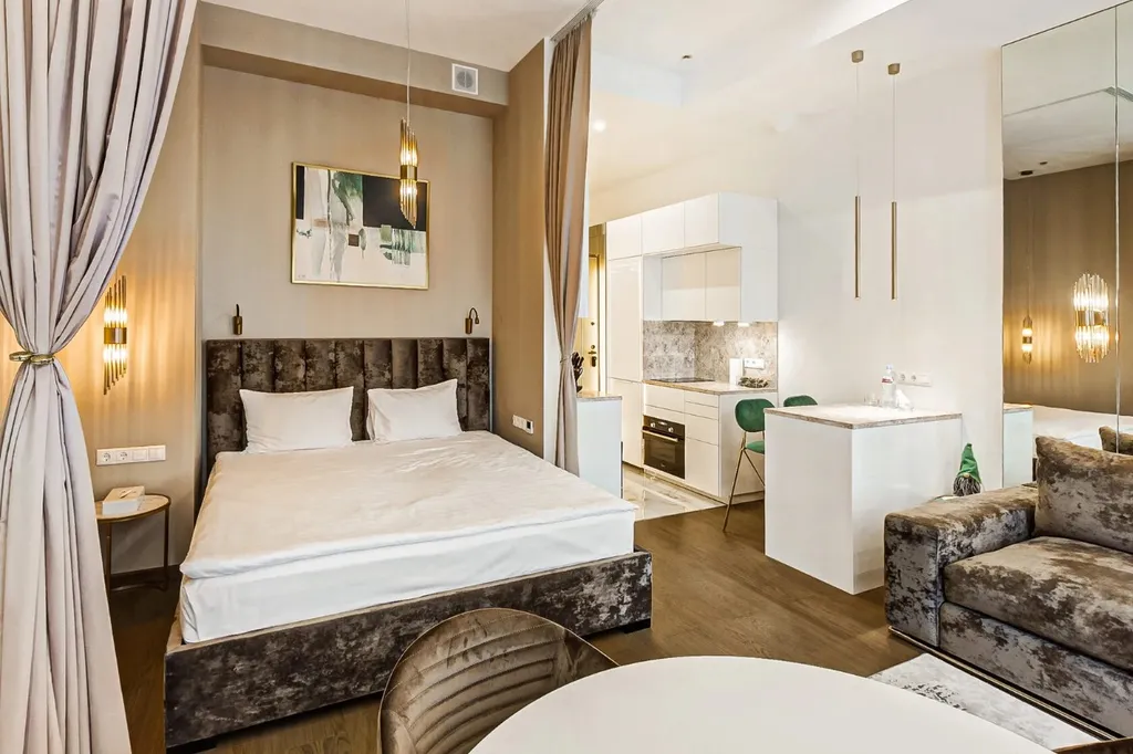 Апартаменты-студия на 62м этаже в Башне "Нева с видом на башни "Сити".