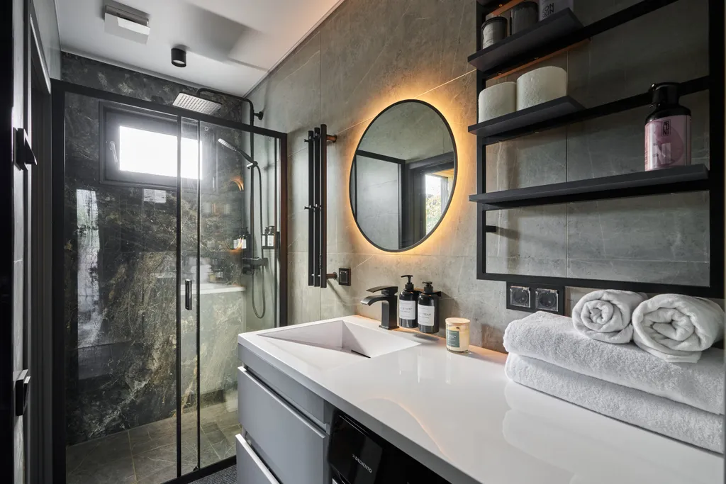 Большой панорамный дом с камином и сауной